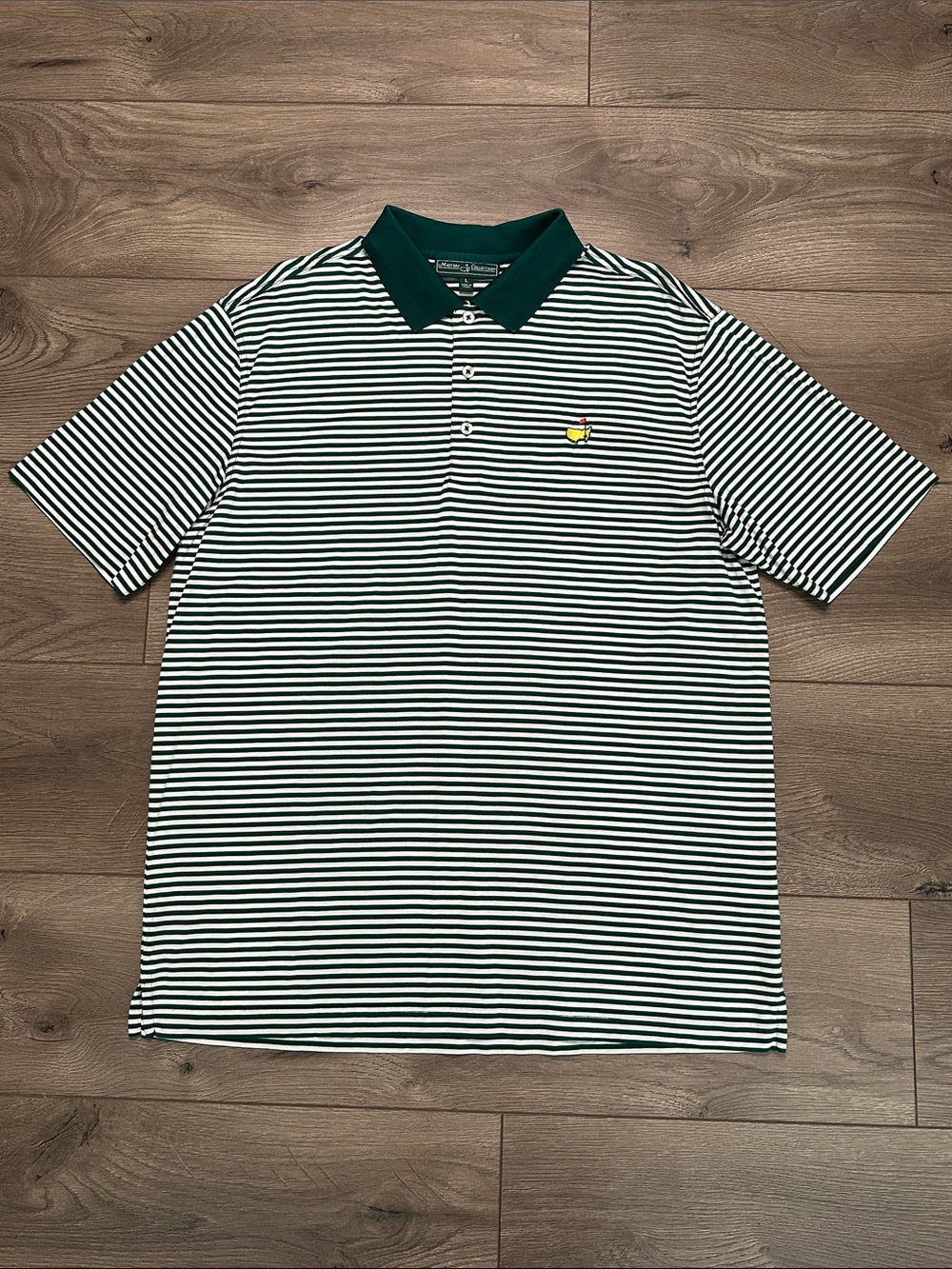 Masters Collection Striped Pima Cotton Golf Polo White Green Size Large